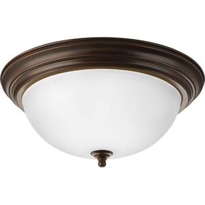 3-Light Antique Bronze Flush Mount with Etched Glass