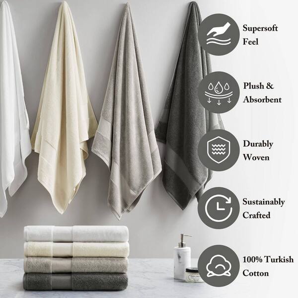 MADISON PARK Signature Turkish 2-Piece White Cotton Bath Towel Set