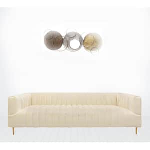 90 in. Round Arm Velvet Bridgewater Rectangle Sofa in White