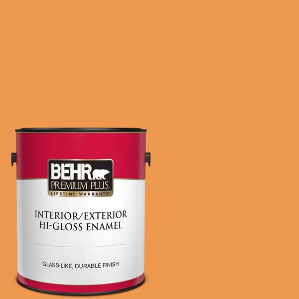BEHR PREMIUM PLUS 1 gal. #270B-6 Autumn Orange Hi-Gloss Enamel Interior/Exterior Paint
