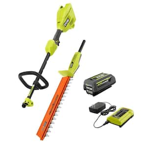 40V Expand-It Cordless Battery Attachment Capable Powerhead Kit & Hedge Trimmer with 4.0 Ah Battery and Charger