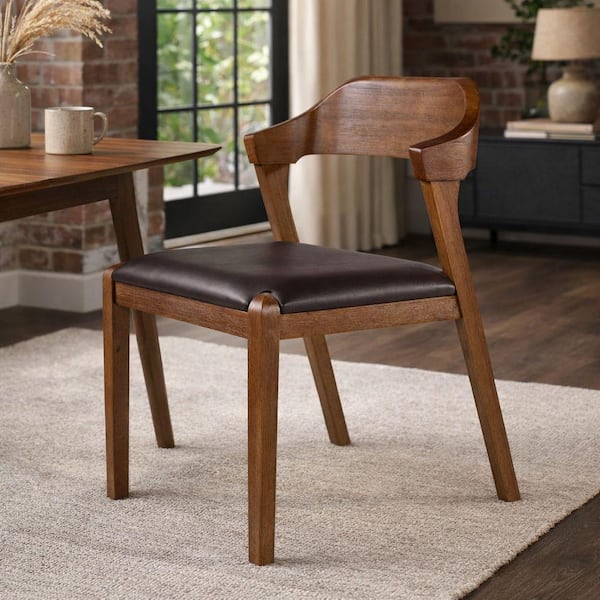 Rasmus Chestnut Wire-Brush Dining Chair with Cushion
