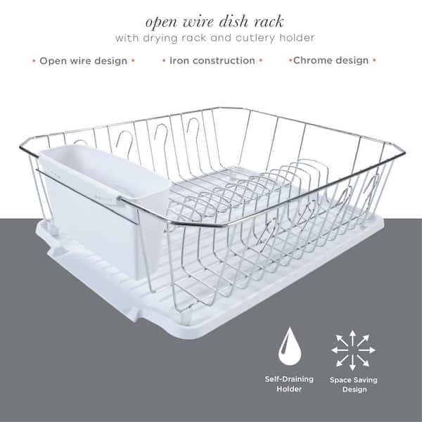 Kitchen Details 13.78-in W x 17.52-in L x 5.31-in H Metal Dish Rack in the Dish  Racks & Trays department at
