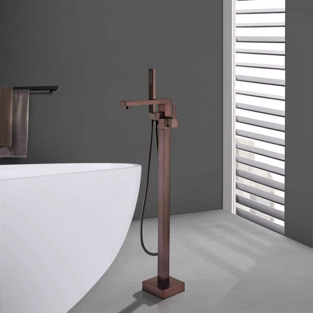 Single-Handle High Flow Freestanding Floor Mount Tub Faucet with Hand Shower in Oil Rubbed Bronze price history on PriceWatchPro