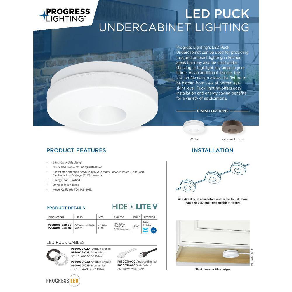 White LED Puck Light with Low Profile Design