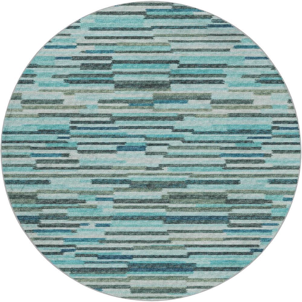 Dream Shag Premium Machine Washable Abstract ADS114 Turquoise 8 ft. x 8 ft. Round Rug price history on PriceWatchPro