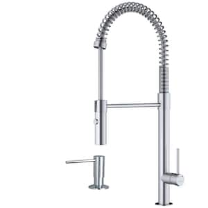 Bluffton Single Handle Pull Down Sprayer Kitchen Faucet with Matching Soap Dispenser in Stainless Steel