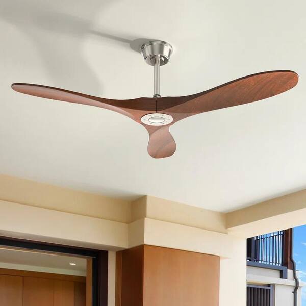 TOZING 52 in. Modern Indoor Brushed Nickel Wood Ceiling Fan for