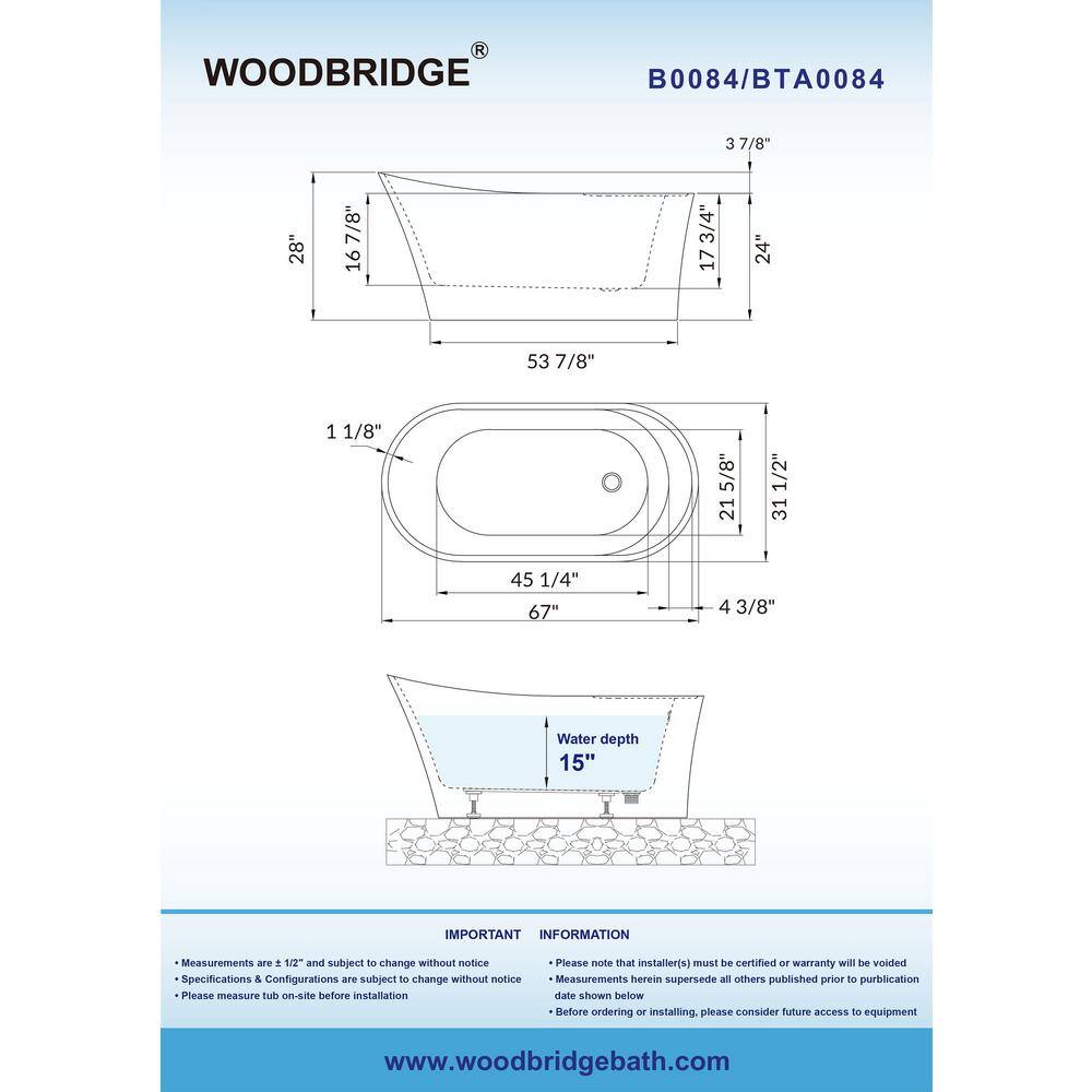 67" White Acrylic Freestanding Single Slipper Bathtub with Matte Black Trim
