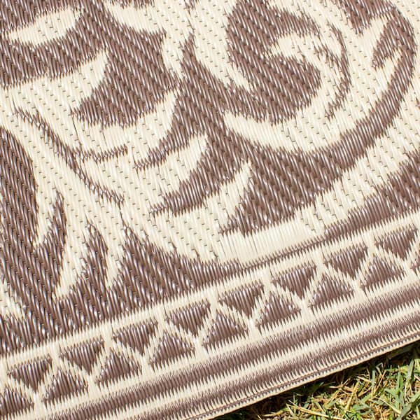 Stylish Camping L118187WL 8-feet by 18-feet LED Illuminated Patio Mat -  Outdoor Patio Brown/Beige RV Camping Mat