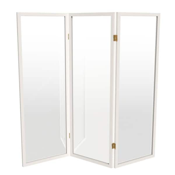 Clear 4 ft. Tall White 3-Panel Room Divider