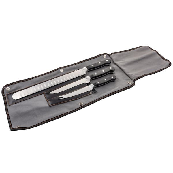 OKLAHOMA JOE'S Stainless Steel Black/Silver Knife Outdoor Cooking Set (3-Piece)