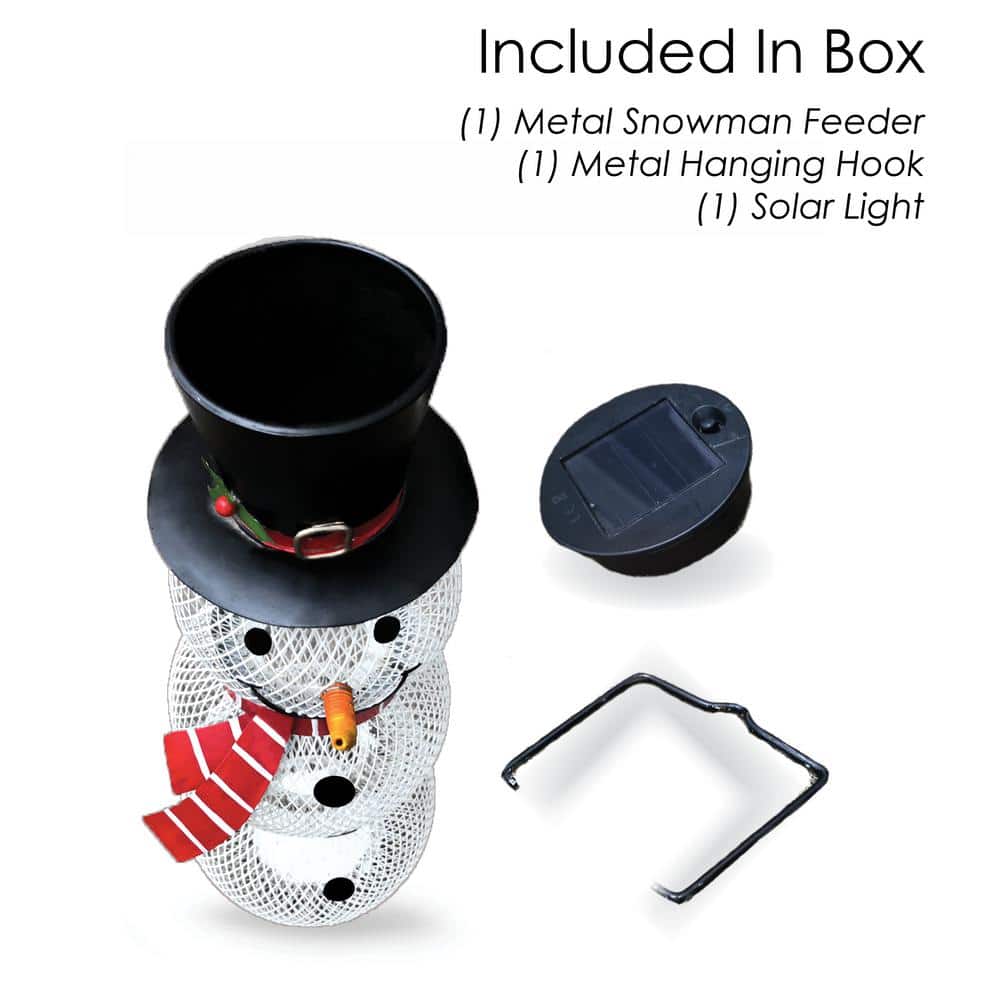 White Metal Mesh Snowman Hanging Bird Feeder with Suet Cage