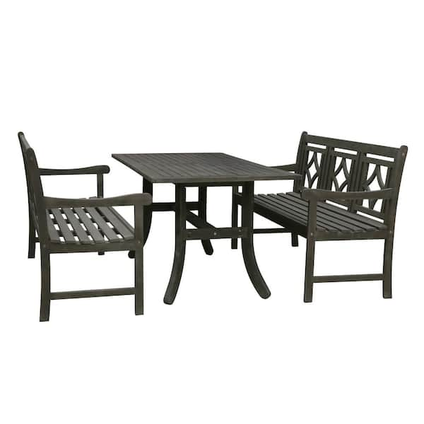 Vifah Renaissance 3-Piece Wood Outdoor Dining Set V1300SET20 - The Home ...