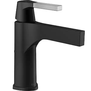 Zura Single Hole Single-Handle Bathroom Faucet with Metal Drain Assembly in Chrome/Matte Black