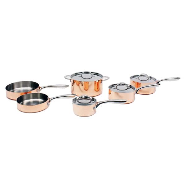 BergHOFF Vintage Collection Copper 10Pc Tri-Ply Cookware Set, Polished Exterior
