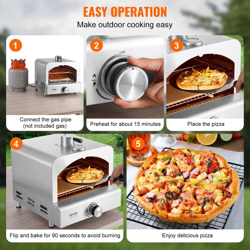 Portable Stainless Steel Gas Outdoor Pizza Oven with Thermometer