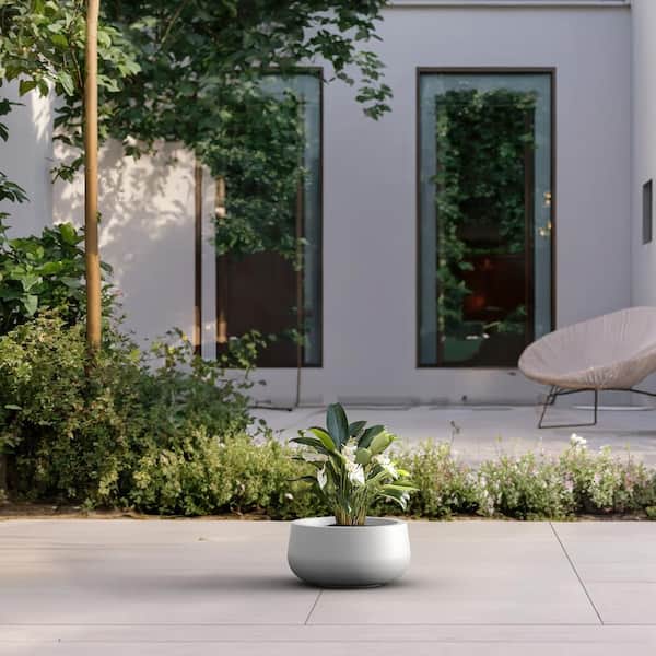 Sapcrete Lightweight 11.5 in. x 6 in. Crisp White Extra Large Tall Round Concrete Plant Pot/Planter for Indoor and Outdoor