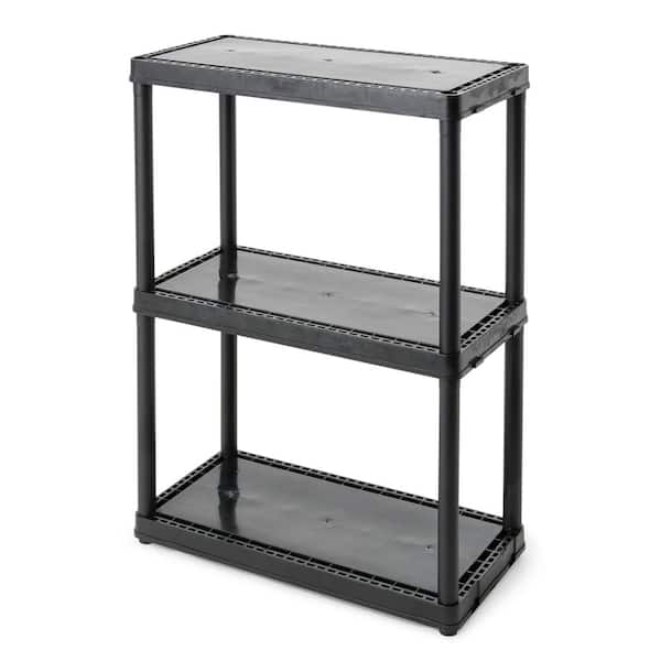 Black 3-Tier Plastic Garage Storage Shelving Unit (24 in. W x 33 in. H x 12 in. D)