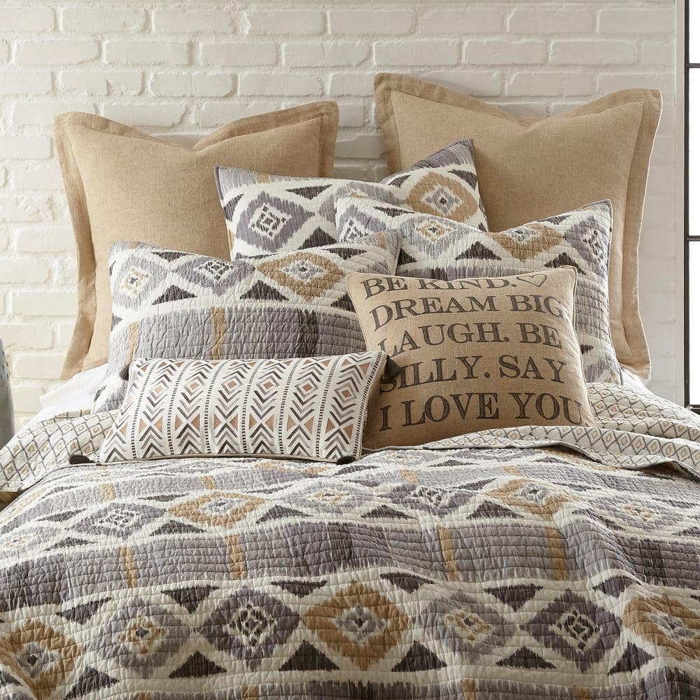 Santa Fe Gray and Tan Cotton Reversible King Quilt