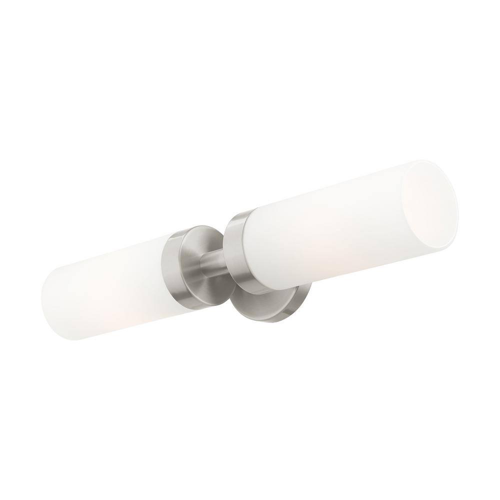 Sleek Brushed Nickel Outdoor Vanity Sconce with Satin Opal White Glass