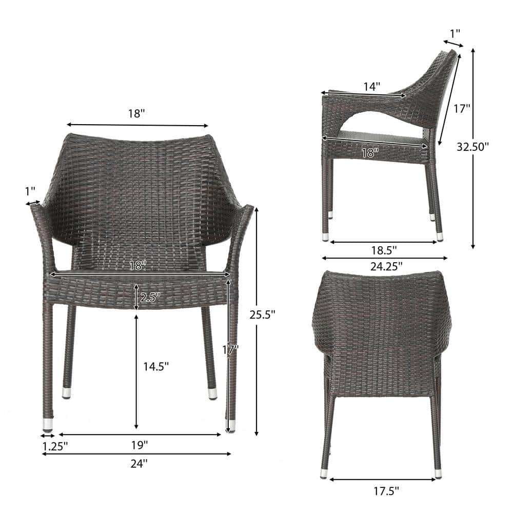 Sandblast Dark Brown and White Acacia Wood 6-Piece Outdoor Dining Set