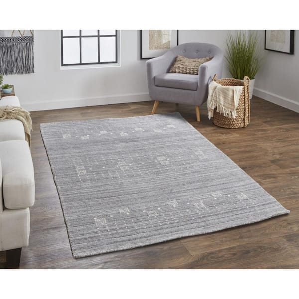 2 ft. x 8 ft. Gray, Ivory Oriental Area Rug