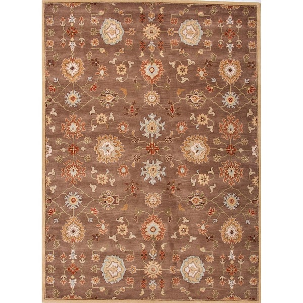 Unbranded Savari Hand-Tufted Brown/Multicolor 3 ft. 6 in. x 5 ft. 6 in. Floral Area Rug