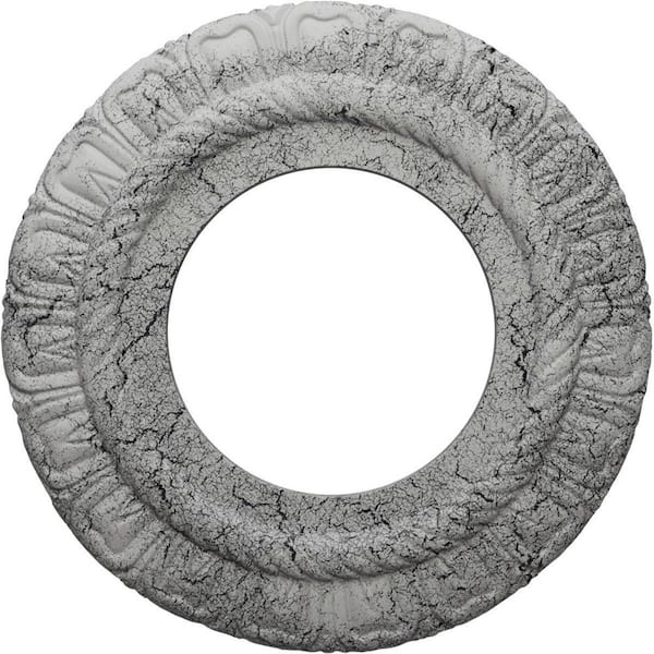 Ekena Millwork 1/2 in. x 9 in. x 9 in. Polyurethane Claremont Ceiling Medallion, Ultra Pure White Crackle