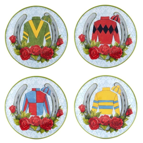Certified International Derby Day at the Races Multicolor Canape Salad Plates (Set of 4)