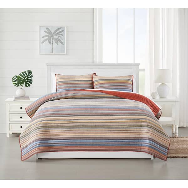 Naples Yarn Dye Cotton Stripe 3 Piece King Quilt Set
