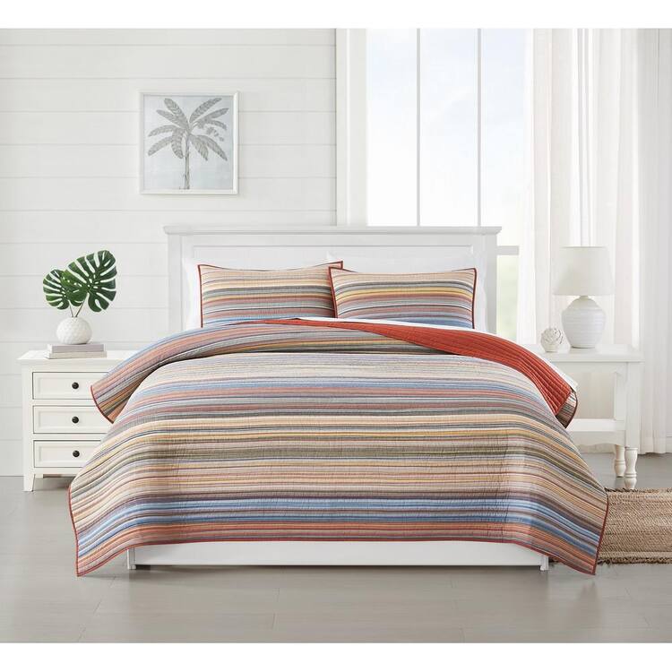 Oceanfront Resort Naples Yarn Dye Cotton Stripe 2 Piece Twin Quilt Set