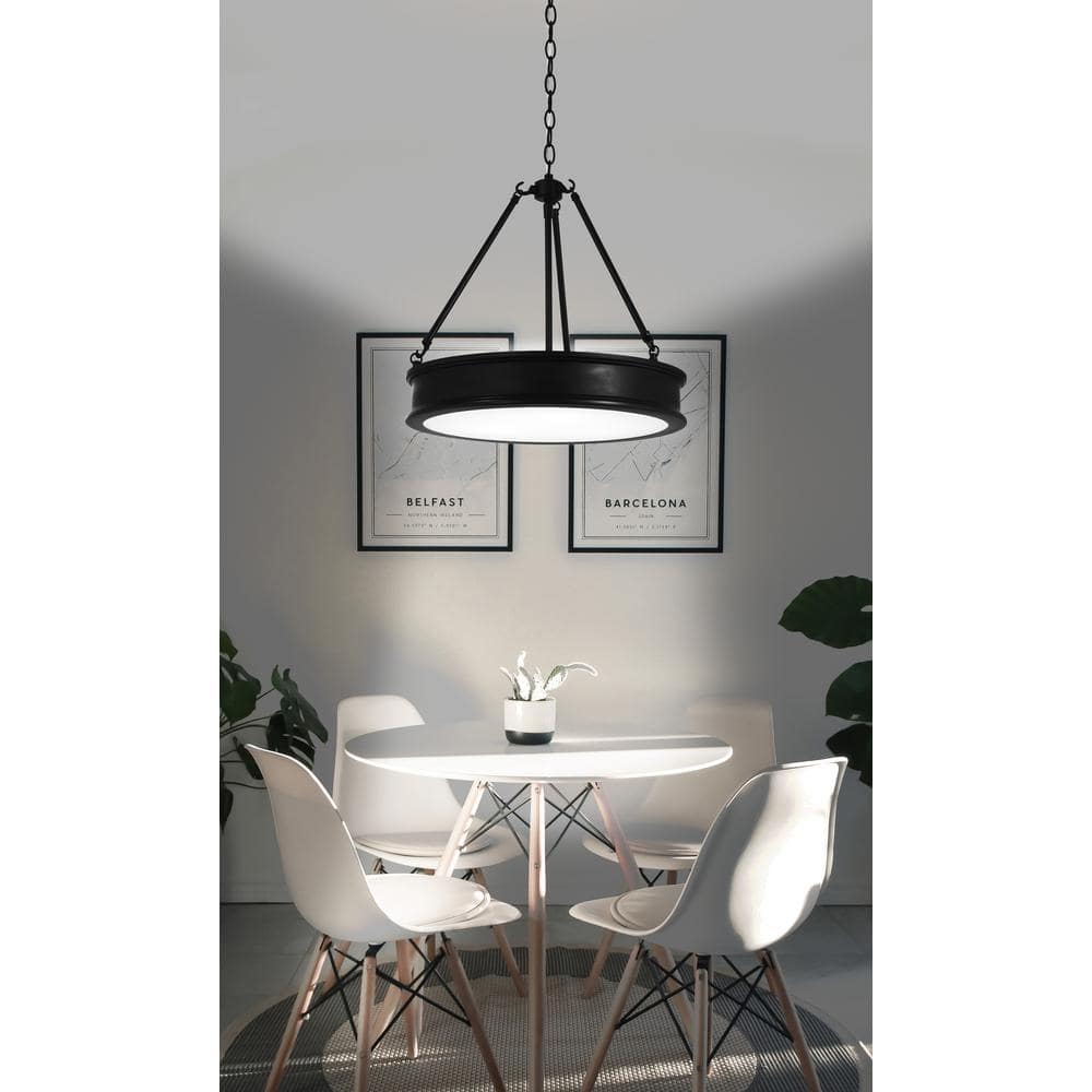 Coal Nickel Glass Drum 3-Light Pendant