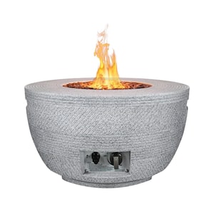 25 in. W Round Grigio Concrete/Metal Outdoor Eco-Friendly Smokeless 50000 BTU Propane Gas Fire Pit with Waterproof Cover