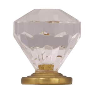 Traditional Classics 1-1/4 in. Dia (32 mm) Clear/Burnished Brass Geometric Cabinet Knob