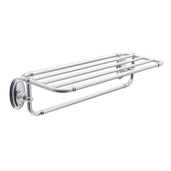 MOEN Kingsley 10-1/25 in. L x 6-4/9 in. H x 26-4/5 in. W Stainless Steel Hotel-Style Bathroom Shelf in Chrome