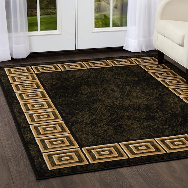 Optimum Eros Black/Beige 4 ft. x 5 ft. Geometric Area Rug
