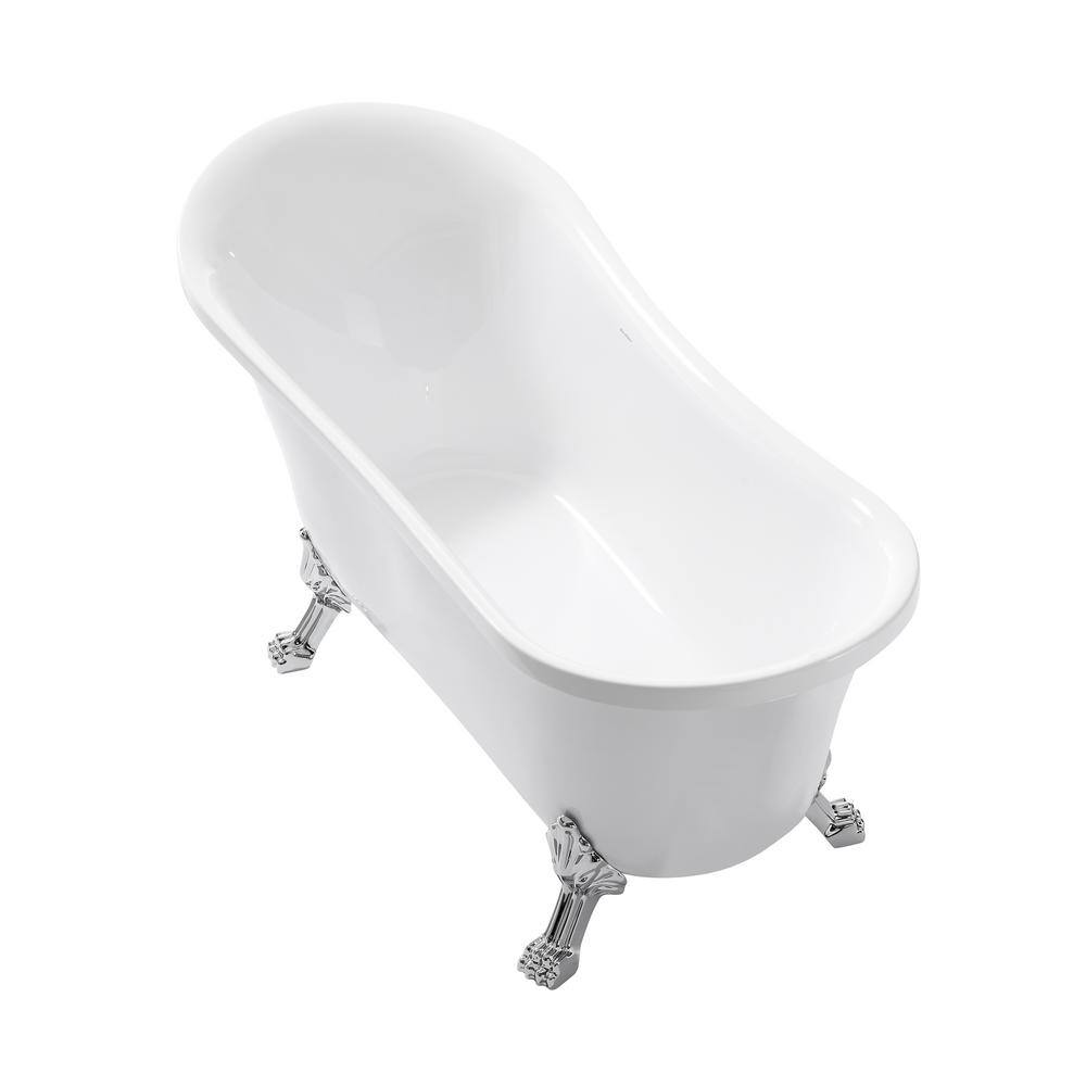 Elegant 30" Acrylic Clawfoot Soaking Bathtub with Chrome Finish