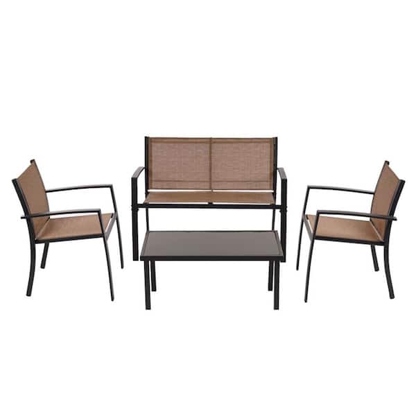 Inner Decor Daryl Taupe 4-Piece Metal Patio Conversation Seating Set