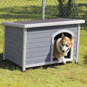 Grey Wooden Dog Houses Weatherproof for Medium Dog