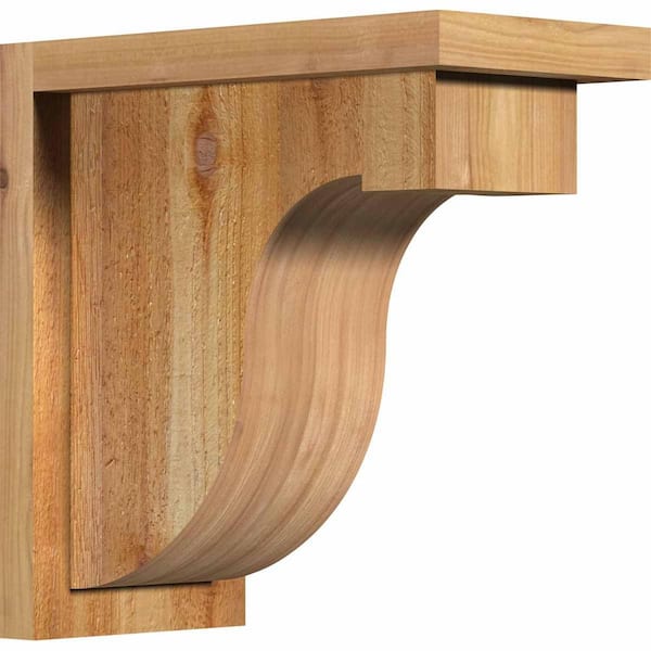 Ekena Millwork 6 in. x 12 in. x 12 in. Western Red Cedar Del Monte Rough Sawn Corbel with Backplate