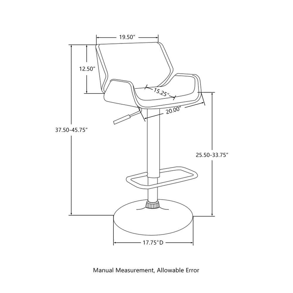 Black Adjustable Height Swivel Bar Stools with Leather and Metal