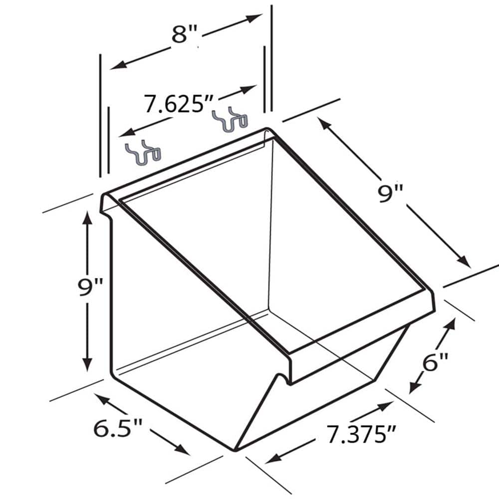 Clear Acrylic Medium Storage Bin with Metal Hooks
