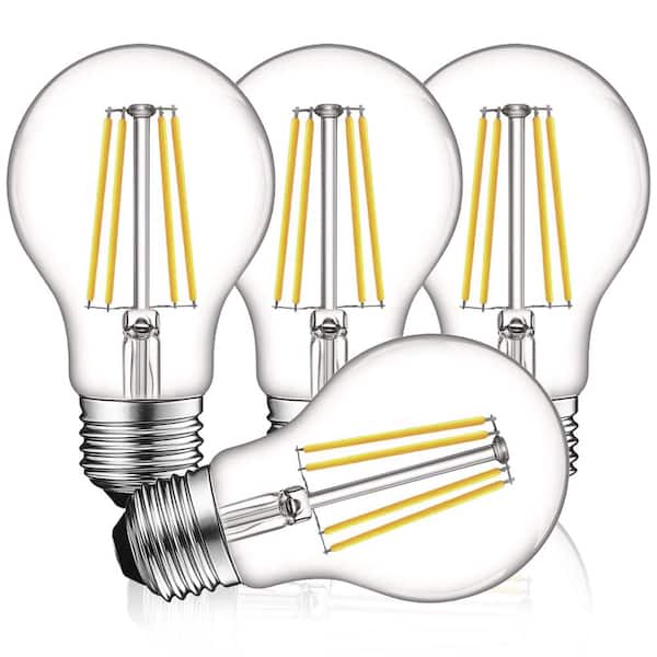 LUXRITE 60-Watt Equivalent A19 Dimmable Edison LED Light Bulbs UL Listed 5000K Bright White (4-Pack)