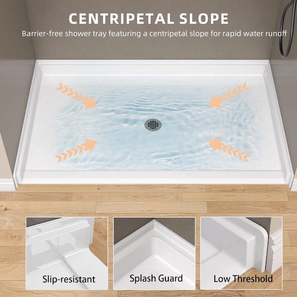 Getpro 60 in. x 36 in. Acrylic Single Threshold Shower Pan Alcove