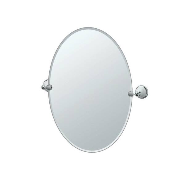 Gatco Franciscan 20 in. W x 27 in. H Frameless Oval Beveled Edge Bathroom Vanity Mirror in Chrome