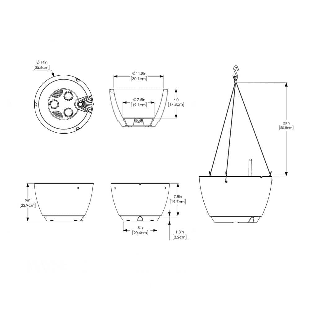 Caprio Medium White Resin Self-Watering Hanging Planter (2-Pack)