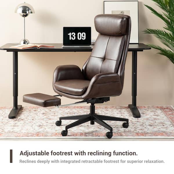 Glitzhome Mid-Century Modern Faux Leather Gaslift Adjustable Glitzhome Mid-Century Modern Faux Leather Gaslift Adjustable