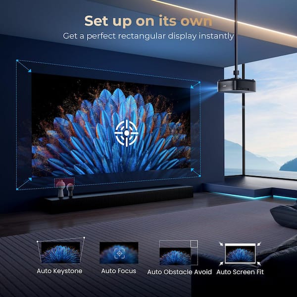 Vrbgify 1920 x 1080 4K 1080P Smart Projector with 1000 Lumens