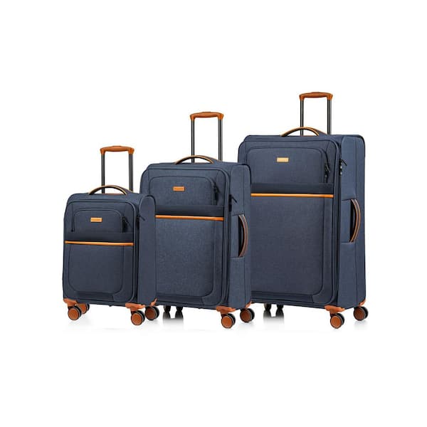CHAMPS Classic II 28 in.,24 in., 20 in. Navy Softside Luggage Set with ...